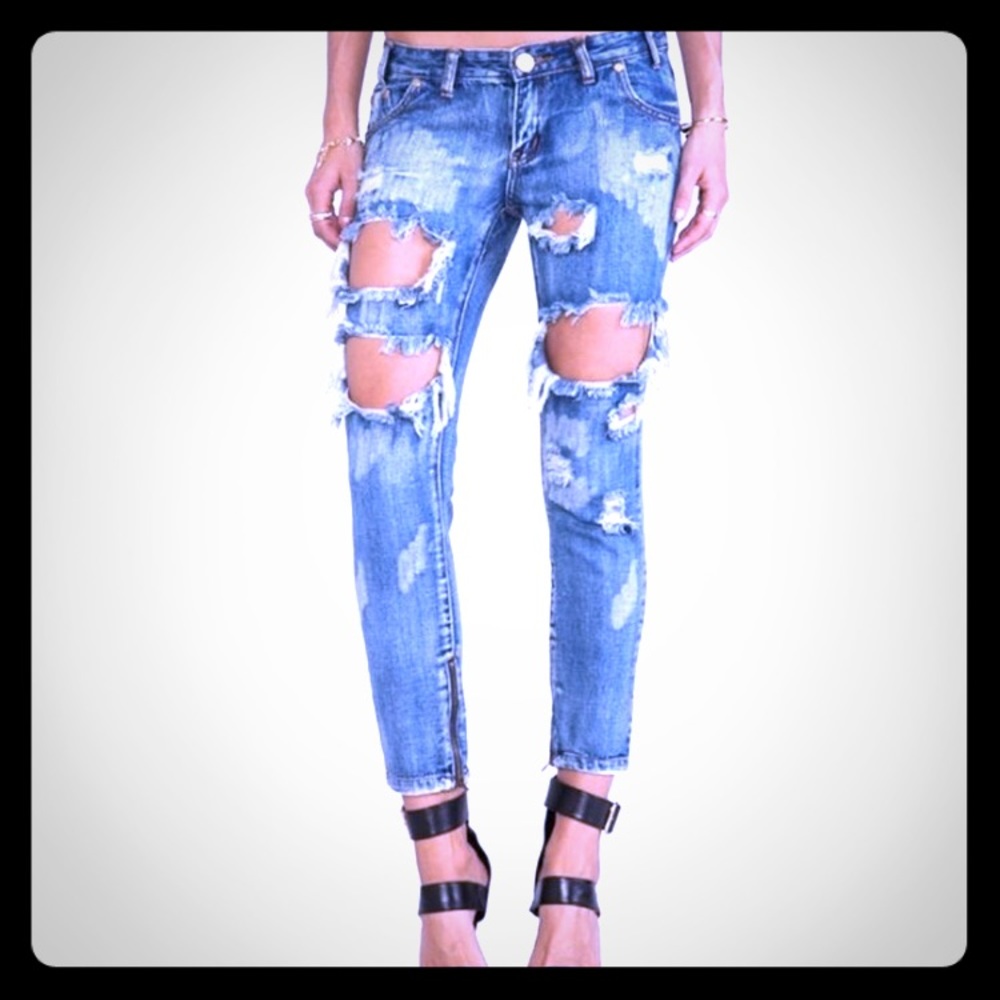 ONE TEASPOON Trashed Freebirds Skinny Ankle Jean